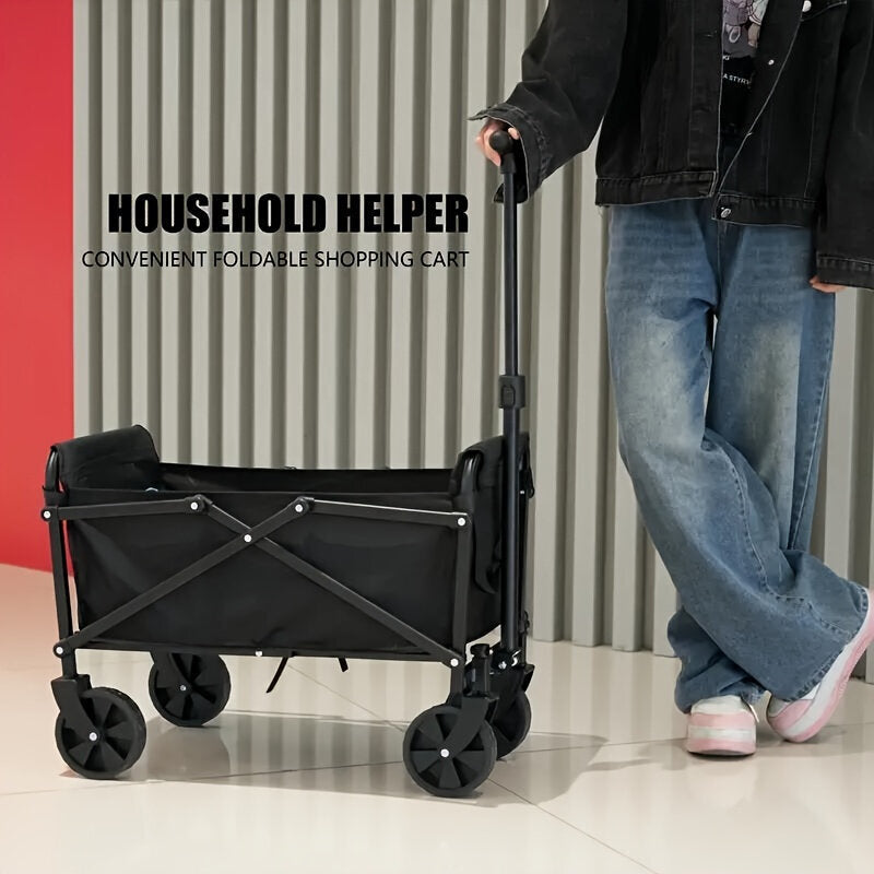 Heavy Duty Foldable Beach & Camping Cart – Collapsible Utility Wagon with Big Wheels