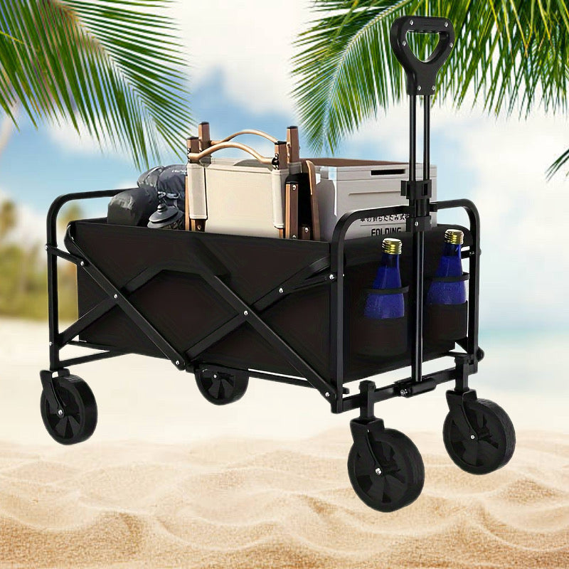 Heavy Duty Foldable Beach & Camping Cart – Collapsible Utility Wagon with Big Wheels