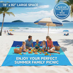 Oversized Lightweight Beach Blanket Sand Free Waterproof Picnic Mat for 2-8 Adults | Large Portable Outdoor Camping Travel Rug