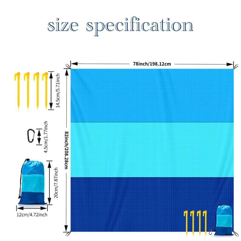 Oversized Lightweight Beach Blanket Sand Free Waterproof Picnic Mat for 2-8 Adults | Large Portable Outdoor Camping Travel Rug
