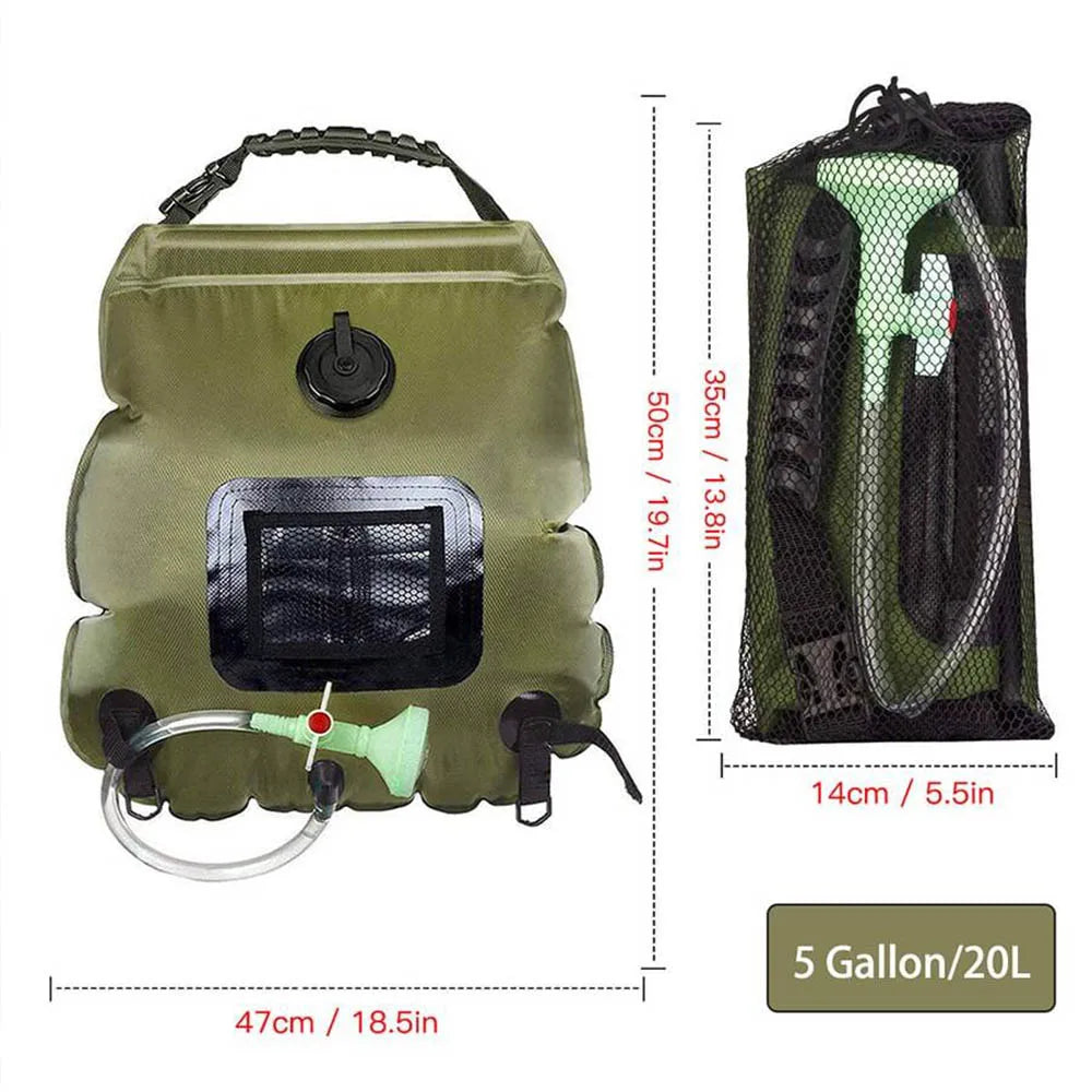 20L Solar Shower Bag – Portable Solar Heated Camping Shower with Hose & Head