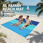 Oversized Lightweight Beach Blanket Sand Free Waterproof Picnic Mat for 2-8 Adults | Large Portable Outdoor Camping Travel Rug
