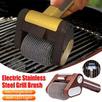 350RPM Electric Roller Grill Brush with Replaceable Brush Head Stainless Steel Grill Cleaner Rechargeable Barbecue Cleaner Tools
